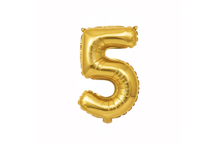 Golden Metallic Number 5 Foil Balloon Party Decoration