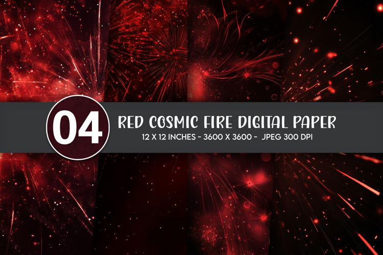 Red Cosmic Fire Digital Paper
