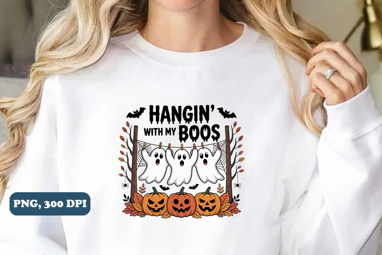 Funny Hanging Ghosts Halloween PNG Sublimation