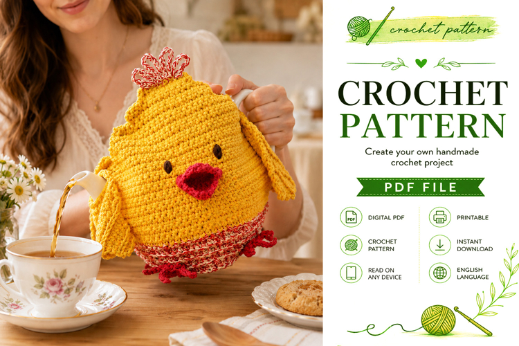 Chicken Tea Cozy Crochet Pattern PDF