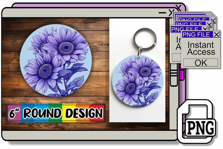 Blossom Beauty: Sublimation Circle Keychain