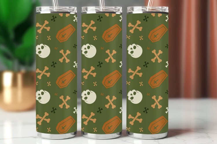 Halloween Tumbler Wrap Seamless Pattern example image 1