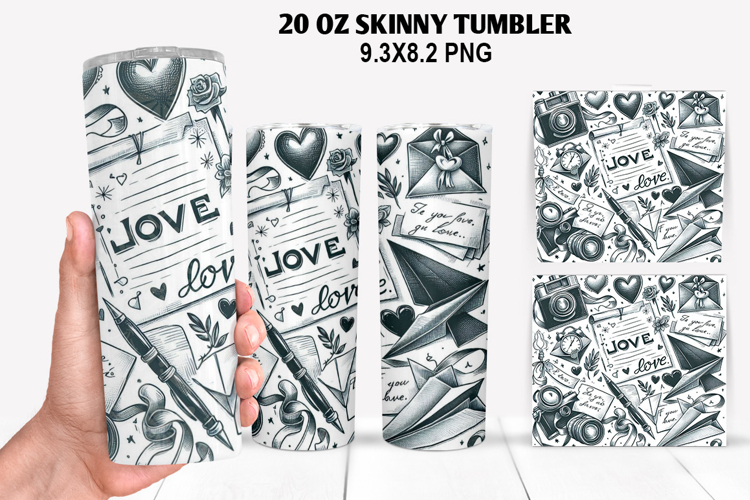 Valentine Skinny Tumbler 20oz Wrap Design, Valentine Tumbler