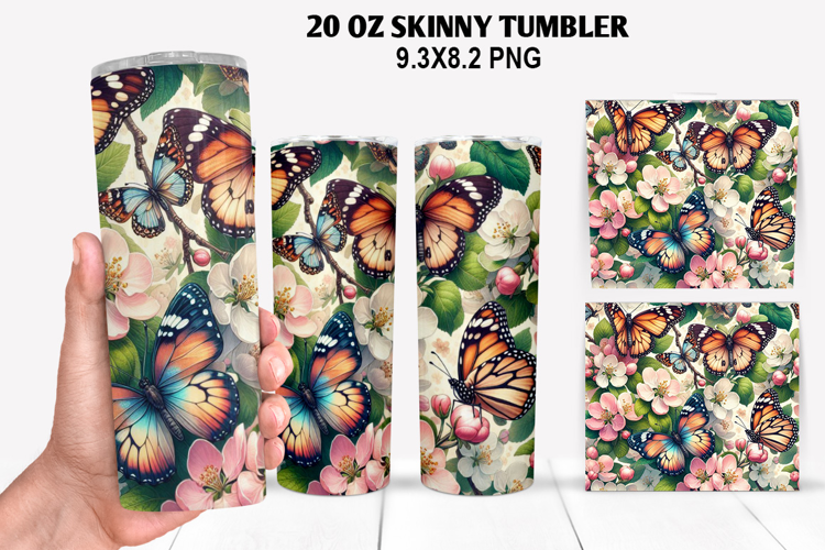 Flower Skinny Tumbler 20oz Wrap Design, Spring Tumbler Wrap