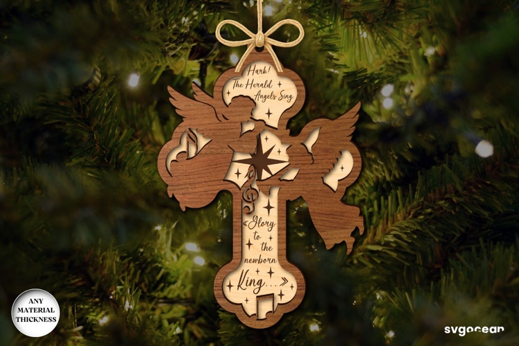 Nativity Cross Ornament Laser Cut | Bible Quotes | SVG