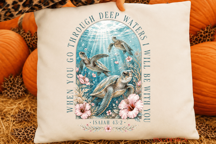 When You Go Through Deep Waters Sea Turtles PNG Sublimation