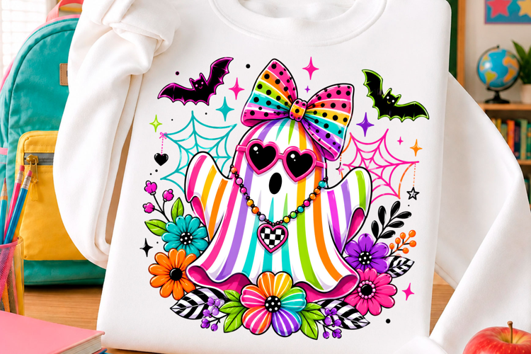 Rainbow Ghost PNG, Cute Halloween Ghost