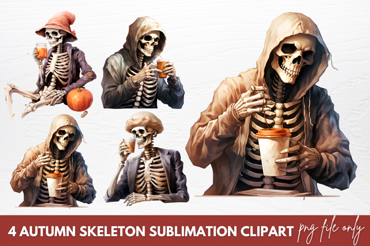 Autumn Skeleton Sublimation Clipart