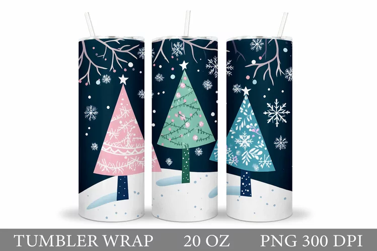 Christmas Tree Tumbler Sublimation. Christmas Tumbler Design