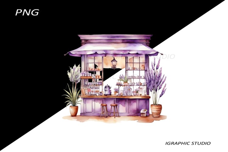 Watercolor Lavender Cafe Clipart