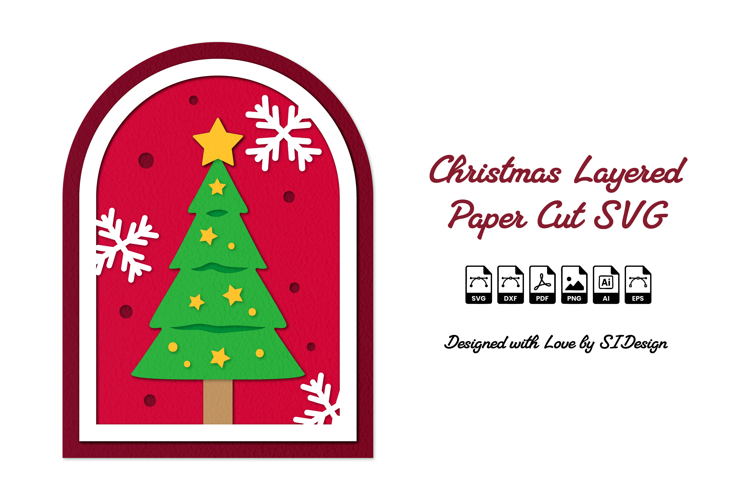 Christmas Layered Paper Cut SVG - 3D Holiday Papercraft