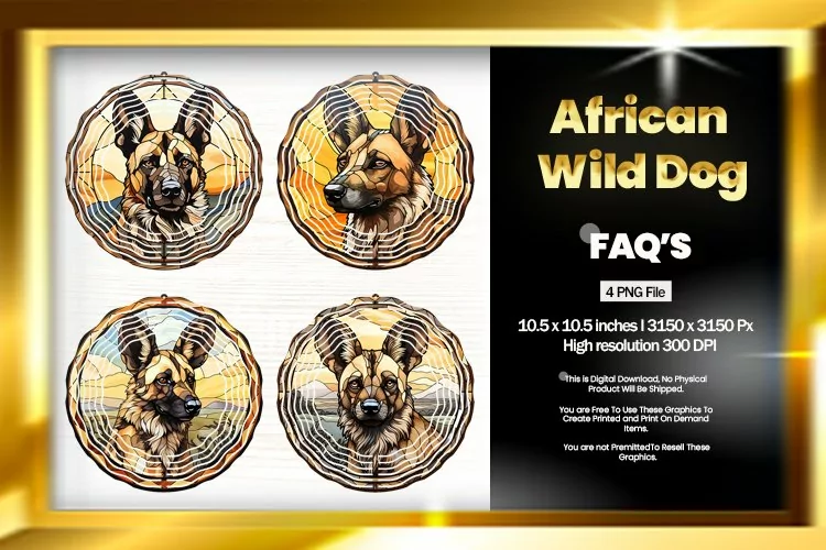 African Wild Dog Wind Spinner Sublimation - 04 Variations