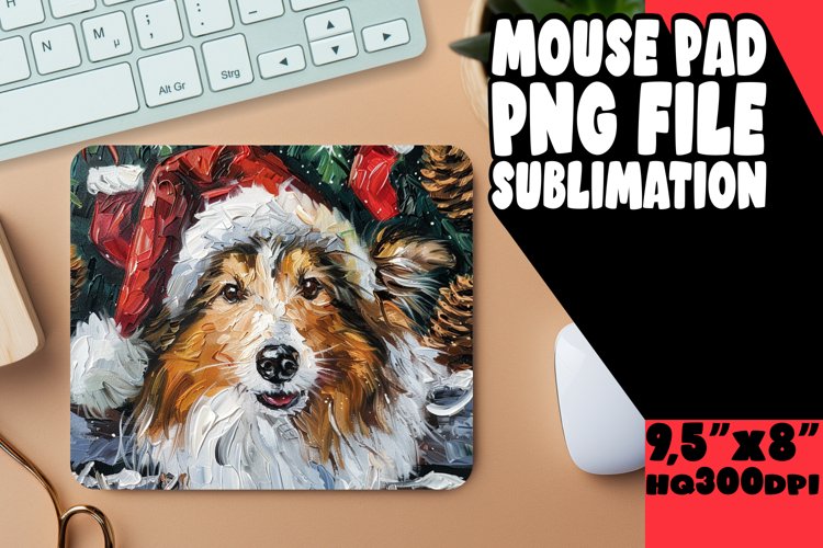 Christmas Mouse Pad Peeking Dog Sublimation Winter Art