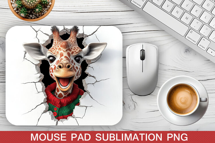 Christmas Giraffe Mouse Pad Sublimation -Christmas Mouse Pad example image 1