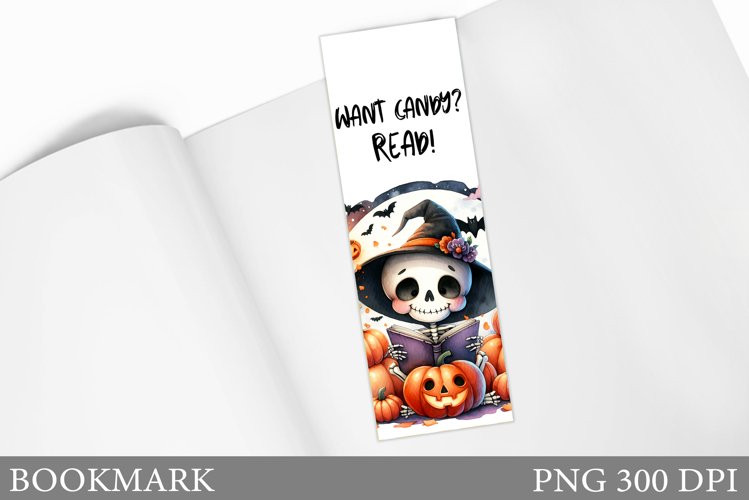 Skeleton Bookmark Design. Halloween Bookmark Sublimation example image 1