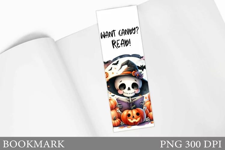 Skeleton Bookmark Design. Halloween Bookmark Sublimation