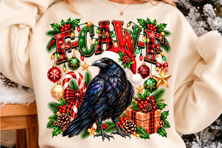 Festive Christmas Crow Design