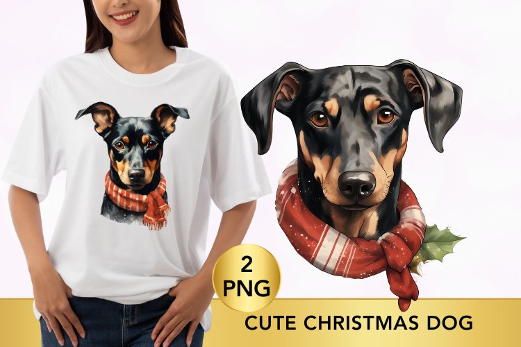 Cute Christmas doberman clipart, doberman Sublimation