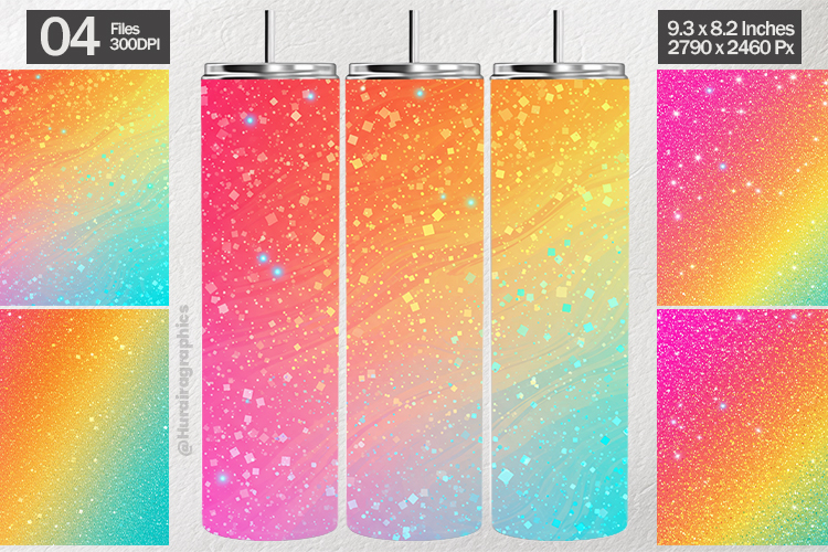 Pastel Rainbow Glitter Tumbler Wrap| Tumbler Sublimation