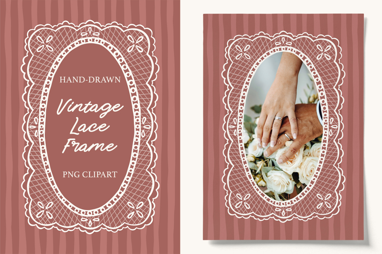 Hand Drawn Vintage Oval Lace Frame PNG Clipart