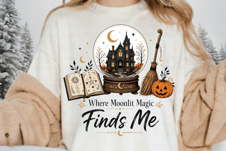 Where Moonlit Magic Finds Me PNG Sublimation Design