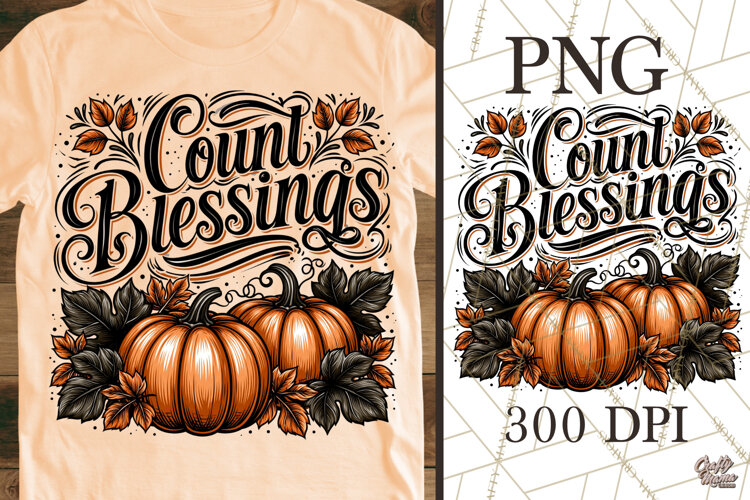 Count Blessings Pumpkin PNG Graphic example image 1