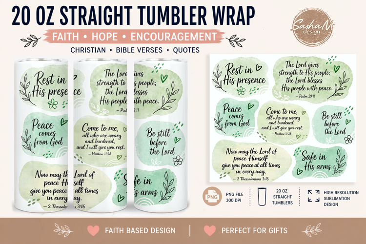Christian tumbler wrap, Religious sublimation, Bible quotes