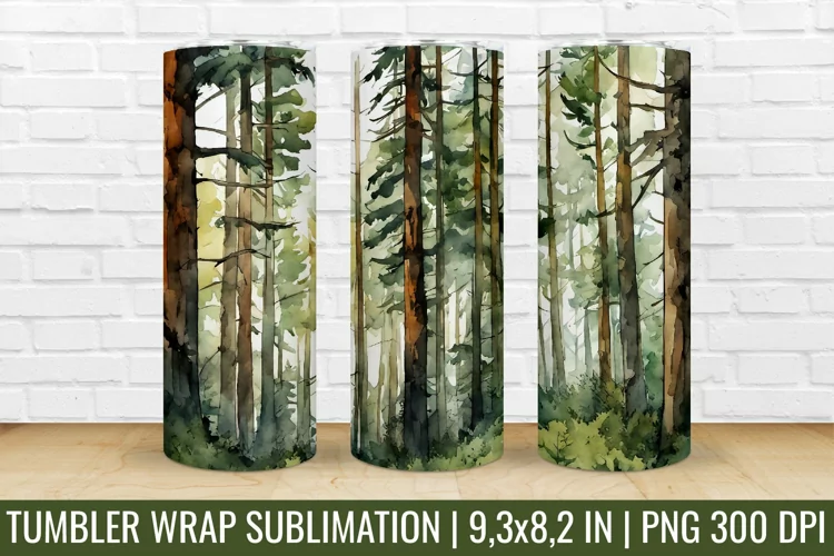 Forest Tumbler Wrap | Landscape Tumbler Sublimation Design