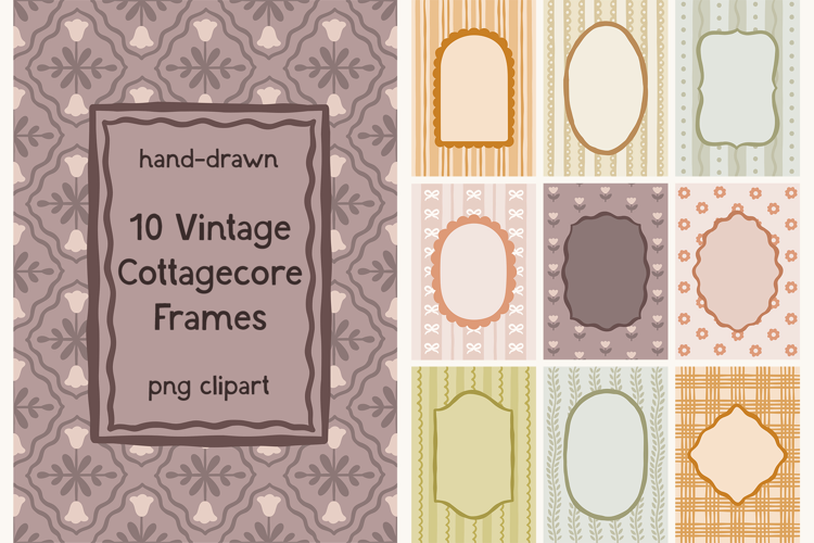 Hand-Drawn Vintage Cottagecore Frames PNG