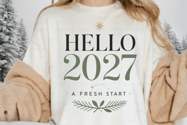 Hello 2027 A Fresh Start PNG Sublimation Design - Elegant