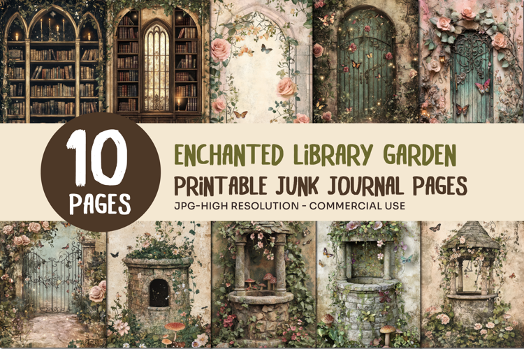 Enchanted Library Garden Junk Journal Pages
