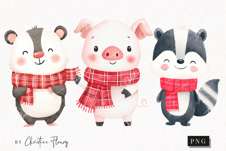 Cute Fall Animals With Scarf | Fall PNG