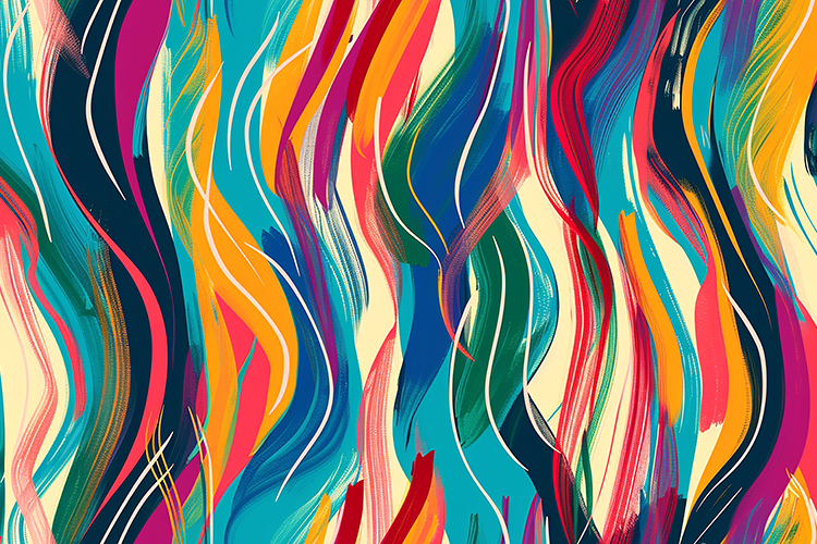 Colorful wavy lines on a bright background