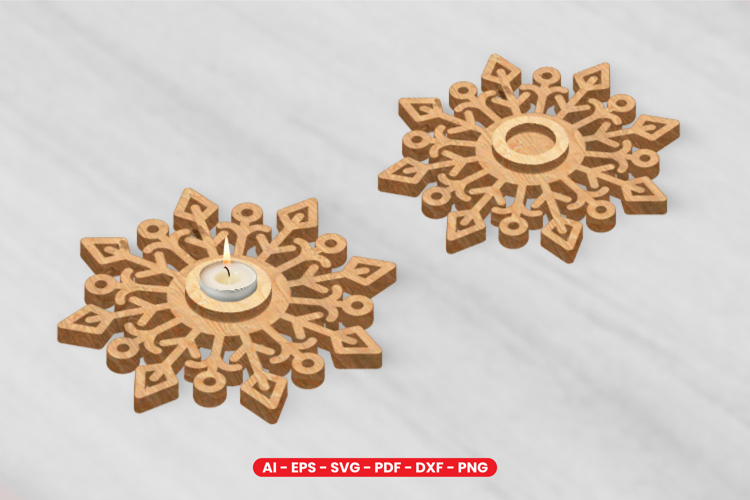 Snowflake Tealight Holder Laser Cut Design