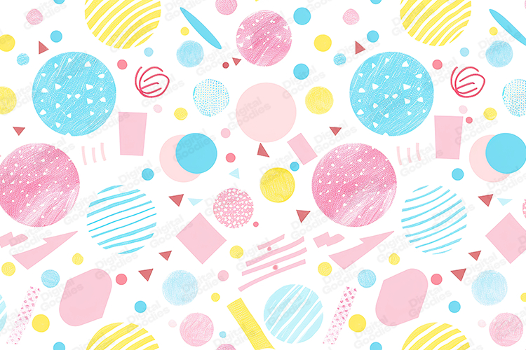 Pastel Geometric Shapes Pattern Background on White