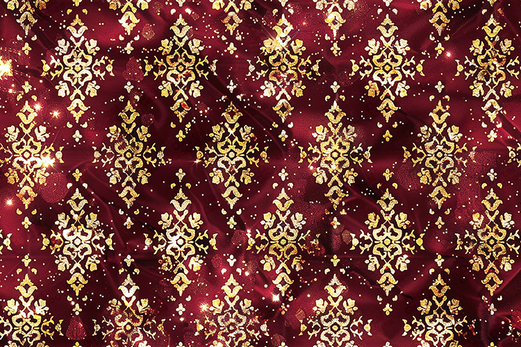 Burgundy Gold Damask Glitter Pattern Luxury Background