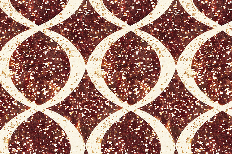 Brown and white patterned floor with a geometric design