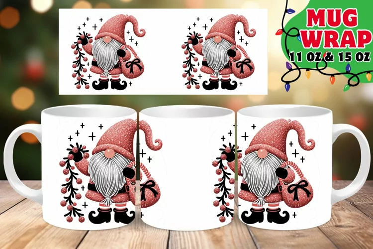 Festive Gnome Charm 11oz 15oz Mug Wrap