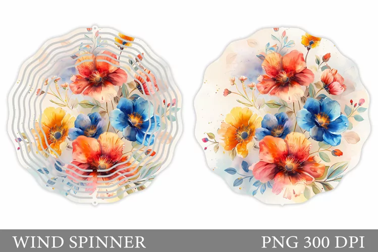 Floral Wind Spinner Sublimation. Flowers Wind Spinner Design
