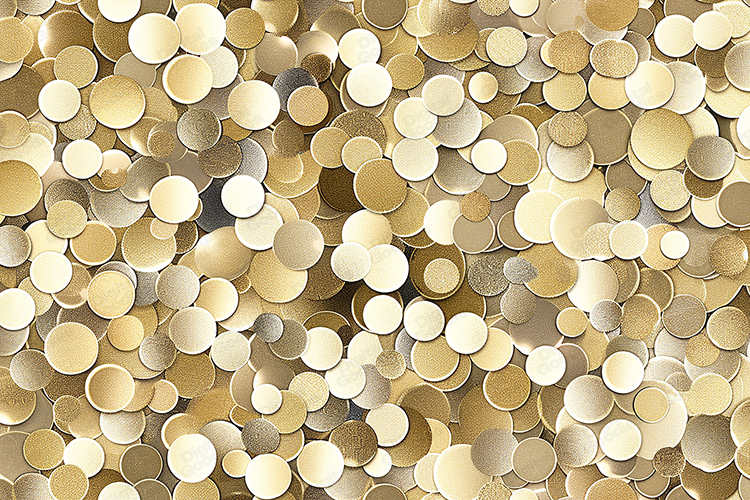 Gold Confetti Circle Background with Luxury Metallic Texture