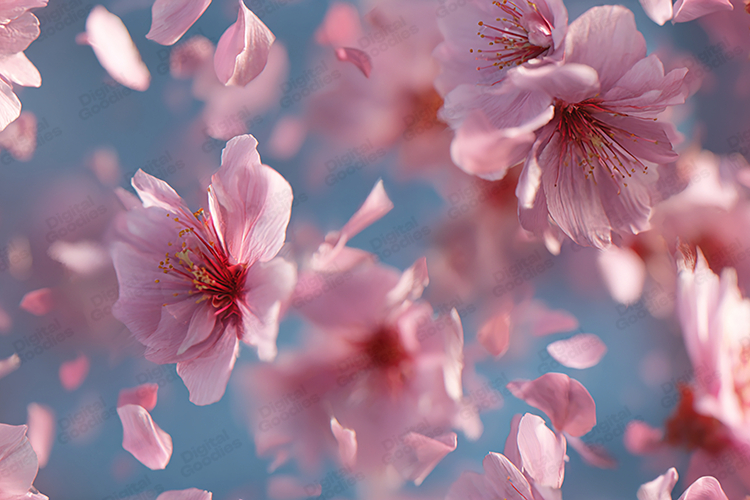 Floating Pink Cherry Blossom Petals Soft Spring Background