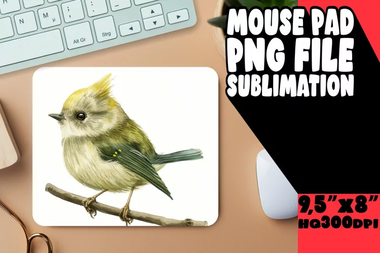 Spring Bird Mouse Pad Sublimation Design