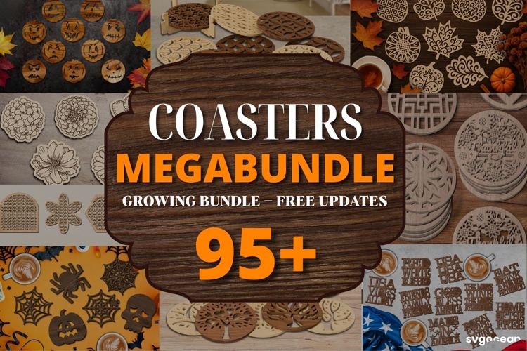 Wooden Coasters Laser Cut Megabundle | Glowforge | SVG