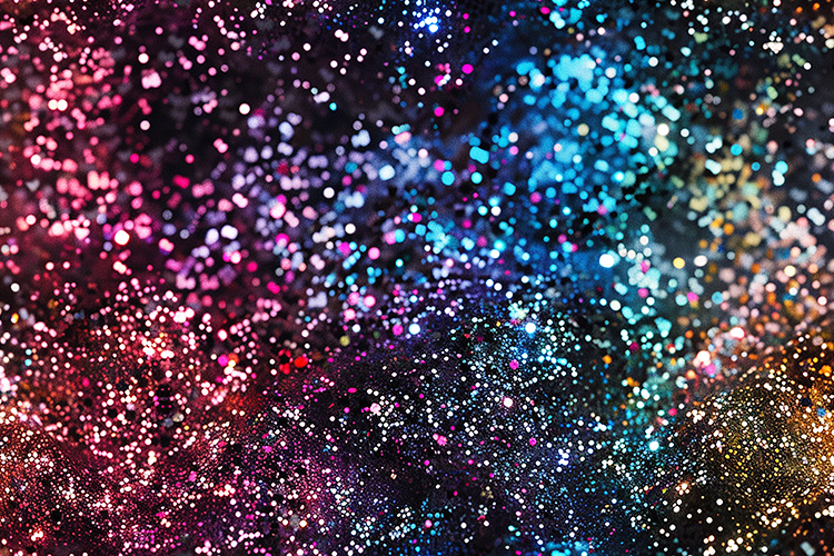 Sparkling glitter particles in various shades