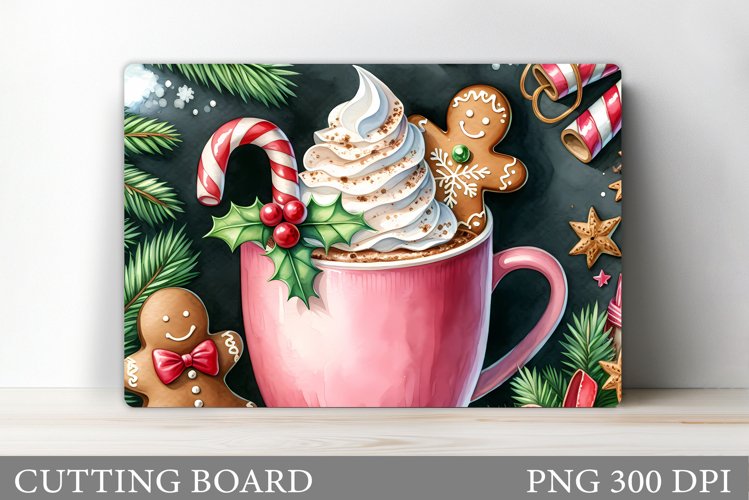 Christmas Drink Cutting Board. Christmas Coffee Sublimation example image 1