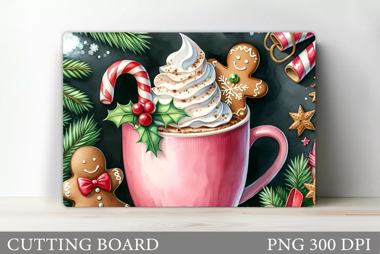 Christmas Drink Cutting Board. Christmas Coffee Sublimation