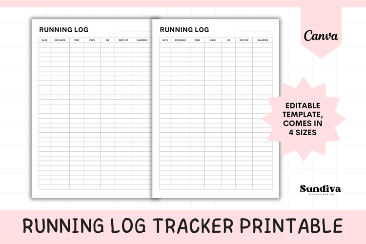 Running Log Tracker Editable Template
