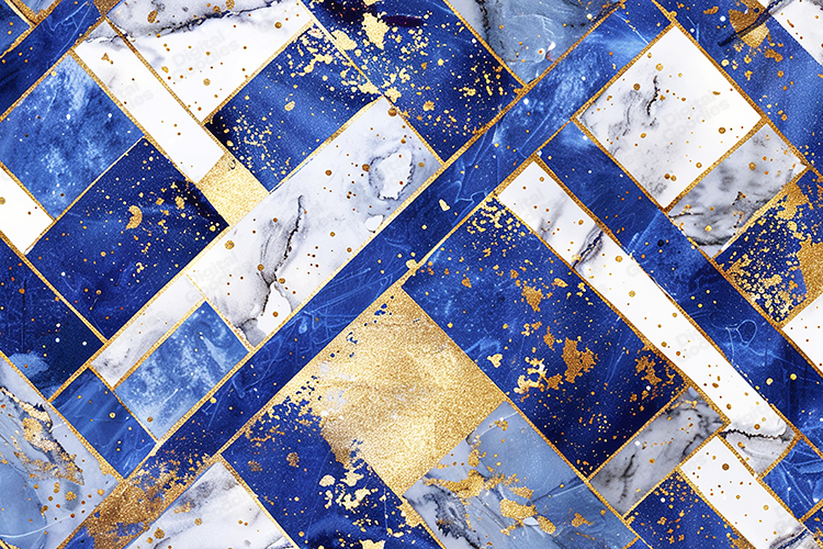 Blue and Gold Marble Geometric Background