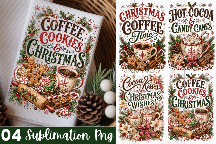 Christmas Cocoa Cheer Kitchen Towel PNG Design, christmas