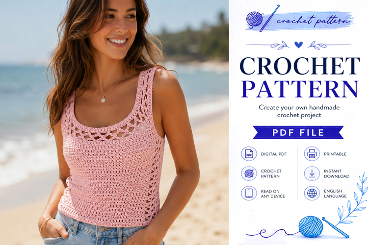 Summer Crochet Tank Top Pattern PDF